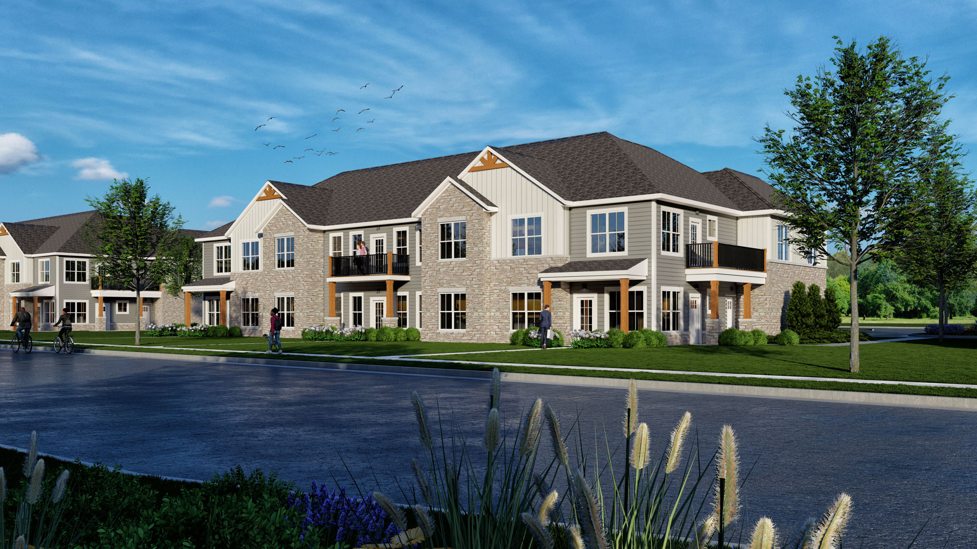 Summer Ridge Apartments | multi-family exterior rendering | Lake Mills, WI | JLA Architects