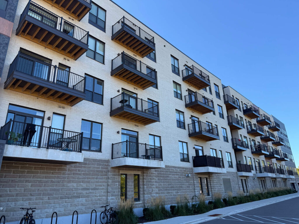Exterior of Bella Springs, a multifamily development in Fitchburg, WI | Designed by JLA Architects