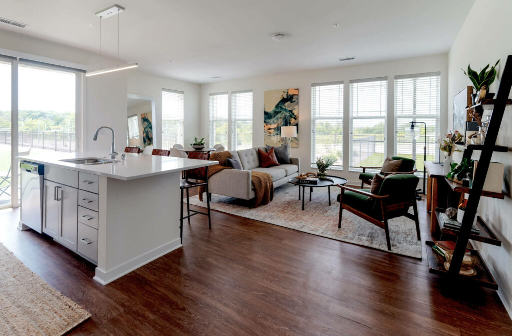 Unit interior at Prado, a multifamily development in Oak Creek, WI | Designed by JLA Architects