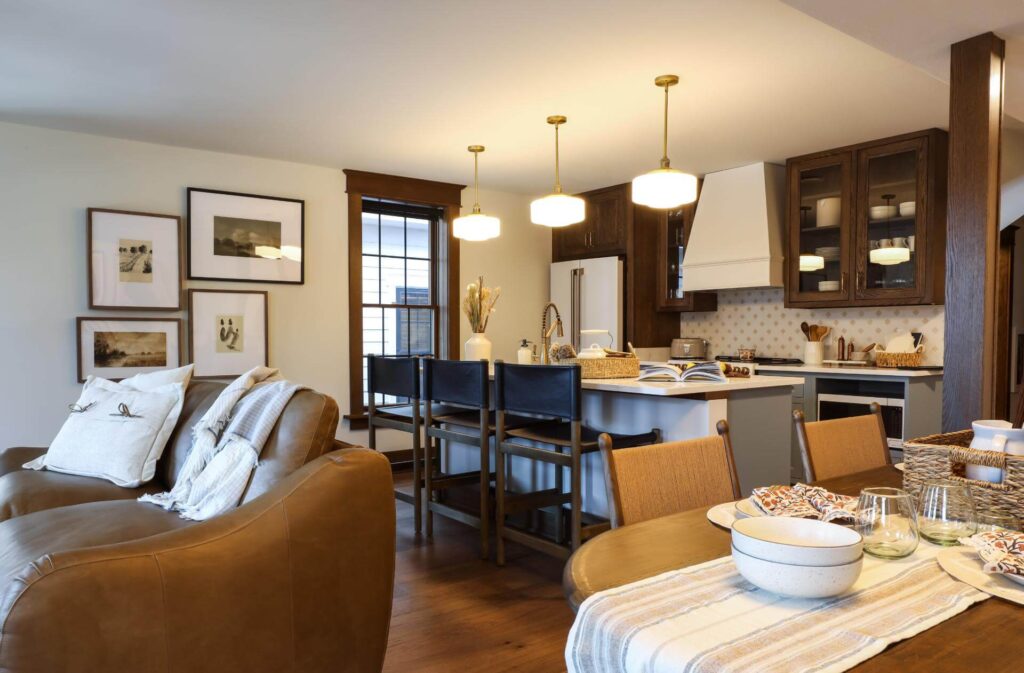 Interior kitchen view of the Reynolds house at The Dylin Aparthotel in Madison, WI | Designed by JLA Architects