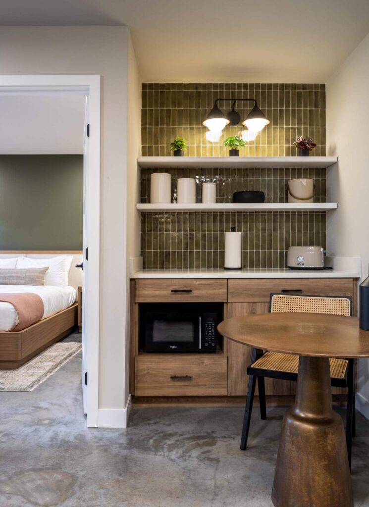 Interior unit view at The Dylin Aparthotel in Madison, WI | Designed by JLA Architects